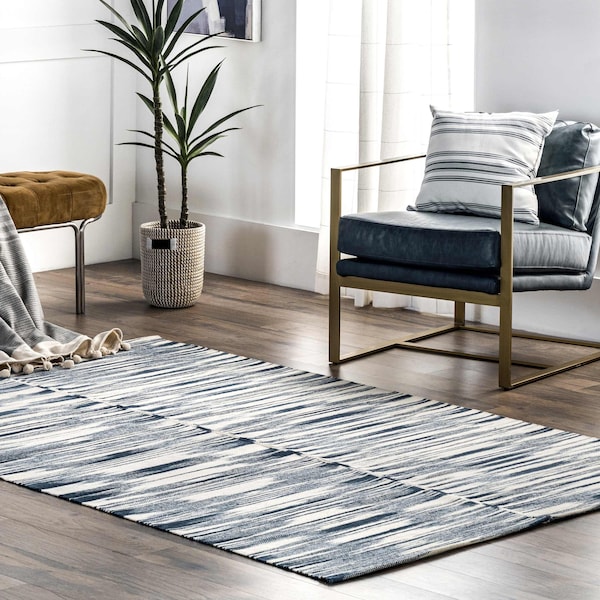Nuloom Reba Handmade Abstract Striped Wool-Blend Flatweave Area Rug 5ft x 8ft NEST01A-508 - main
